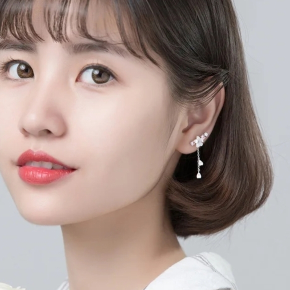 Flower Blossom Dangle Earrings - Picture 6 of 8